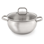 BergHOFF Belly Shape 18/10 Stainless Steel 9.5" Stock Pot with Glass Lid, 5.5qt.