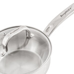 BergHOFF Belly Shape 18/10 Stainless Steel 8" Sauce Pan with Glass Lid, 3.2qt.