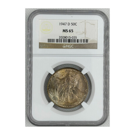 1947 D Walking Liberty Half Dollar Ngc Ms 65 # 035