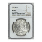 1882 S Morgan Dollar Ngc Ms 63 # 009 and 010