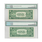 1935 D $ 1 Silver Certificates Narrow and Wide Pair Pmg 64 Epq and Pmg 64