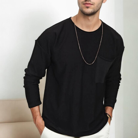 Wide Crewneck Sweater // Black (S)