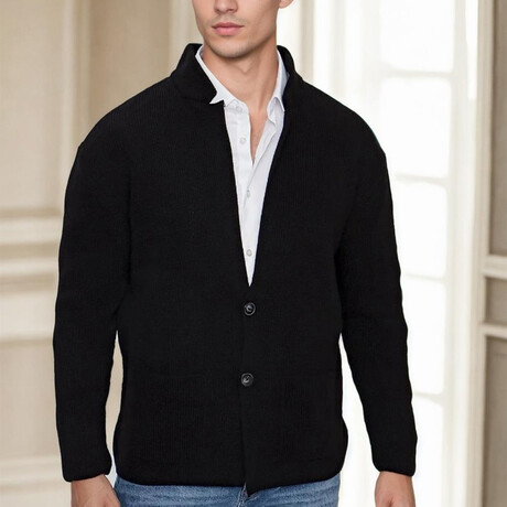 Notch Collar Cardigan // Black (S)