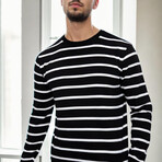 Striped Crewneck Sweater // Black (S)