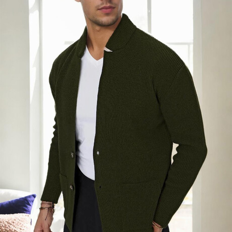 Notch Collar Cardigan // Khaki (S)