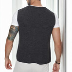 V-Neck Button Up Vest Sweater // Anthracite (S)