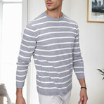 Striped Crewneck Sweater // Gray (S)