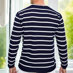 Striped Crewneck Sweater // Dark Blue (S)