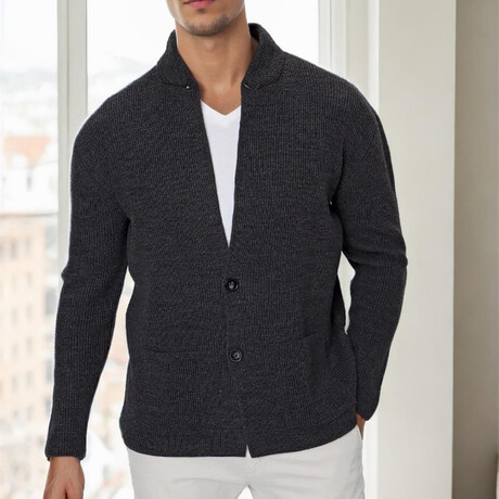 Mock Neck Cardigan // Anthracite (S)