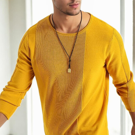 Wide Crewneck Sweater // Mustard (S)