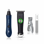 Grooming Essentials Set - Travel Trim, Nail Mastery Clipper & File Kit, and Nose Trimmer // Black/Blue