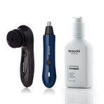 Deep Cleansing Facial Brush, Nose Trimer, and Shave Lotion Set // Black/Blue