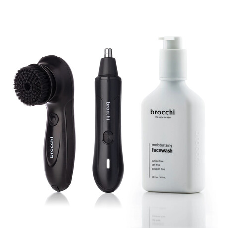 Deep Cleansing Facial Brush, Nose Trimer, and Shave Lotion Set // Black