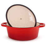 Cast Iron 8qt. Oval Dutch Oven 13" with Lid (Red)