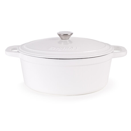 Cast Iron 8qt. Oval Dutch Oven 13" with Lid (White)