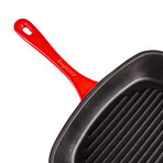 11" Cast Iron Square Grill Pan (Red)