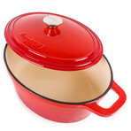 Cast Iron 8qt. Oval Dutch Oven 13" with Lid (Red)