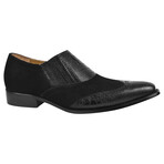 Bennett  // Mens Ostrich Leg Print Genuine Leathe // Black (US: 11)