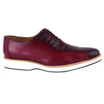 Jacob // Leather Crocodile Print Oxford Shoes // Burgundy (US: 9)