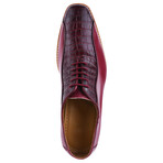 Jacob // Leather Crocodile Print Oxford Shoes // Burgundy (US: 8.5)