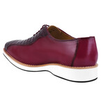 Jacob // Leather Crocodile Print Oxford Shoes // Burgundy (US: 10.5)