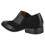 Megan // Leather & Suede Ostrich Leg Print Oxford Shoes // Black (US: 8.5)