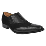 Bennett  // Mens Ostrich Leg Print Genuine Leathe // Black (US: 11)