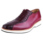 Jacob // Leather Crocodile Print Oxford Shoes // Burgundy (US: 9)