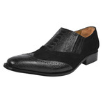 Megan // Leather & Suede Ostrich Leg Print Oxford Shoes // Black (US: 11)