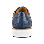 Gutta  // Mens Leather And Textile Lizard Print Casual Dress Shoes // Navy (US: 9)