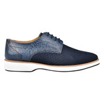 Gutta  // Mens Leather And Textile Lizard Print Casual Dress Shoes // Navy (US: 12)