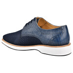 Gutta  // Mens Leather And Textile Lizard Print Casual Dress Shoes // Navy (US: 8.5)