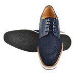 Gutta  // Mens Leather And Textile Lizard Print Casual Dress Shoes // Navy (US: 9)