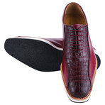 Jacob // Leather Crocodile Print Oxford Shoes // Burgundy (US: 10.5)