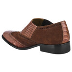 Bennett // Mens Ostrich Leg Print Genuine Leathe // Brown (US: 9)