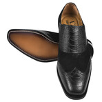 Bennett  // Mens Ostrich Leg Print Genuine Leathe // Black (US: 10.5)