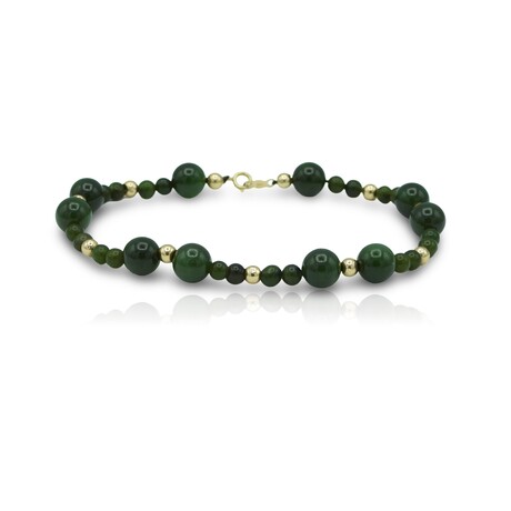 14K Yellow Gold Jade Bracelet // 7.5" // Pre-Owned