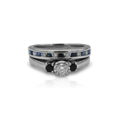 14K White Gold Diamond + Sapphire Ring // Ring Size: 6.5 // Pre-Owned