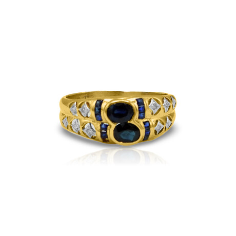 14K Yellow Gold Sapphire + Diamond Ring // Ring Size: 8 // Pre-Owned