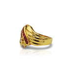 18K Yellow Gold Ruby + Diamond Ring // Ring Size: 5 // Pre-Owned