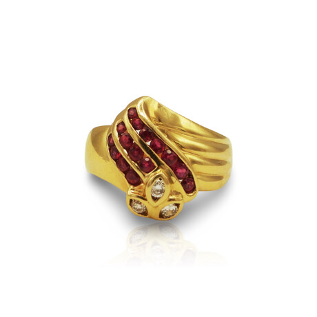 18K Yellow Gold Ruby + Diamond Ring // Ring Size: 5 // Pre-Owned