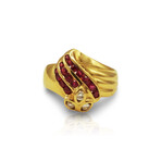 18K Yellow Gold Ruby + Diamond Ring // Ring Size: 5 // Pre-Owned