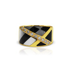 18K Yellow Gold Diamond + Onyx + Pearl Ring // Ring Size: 5.75 // Pre-Owned