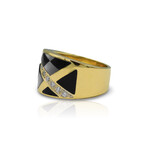 18K Yellow Gold Diamond + Onyx + Pearl Ring // Ring Size: 5.75 // Pre-Owned