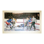 Signed In The Slot, Vic Hadfield, Ed Giacomin & John Bucyk  - Lithograph