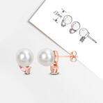 8-9mm South Sea Cultured Pearl and 4/5 CT TGW Morganite Stud Earrings in 14k Rose Gold