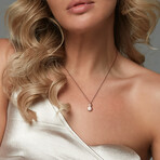 9-9.5mm Cultured Freshwater Pearl and 3/4ct TGW Morganite Drop Pendant with Chain in 14k Rose Gold