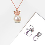 9-9.5mm Cultured Freshwater Pearl and 3/4ct TGW Morganite Drop Pendant with Chain in 14k Rose Gold