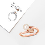 6-6.5mm Cultured Freshwater Pearl and 3/4 CT TGW Pear-Cut Morganite 2-Stone Ring in 10k Rose Gold (7)