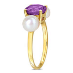 1 1/2ct TGW Amethyst and 6-6.5mm Cultured Freshwater Pearl Ring in 10k Yellow Gold (7)